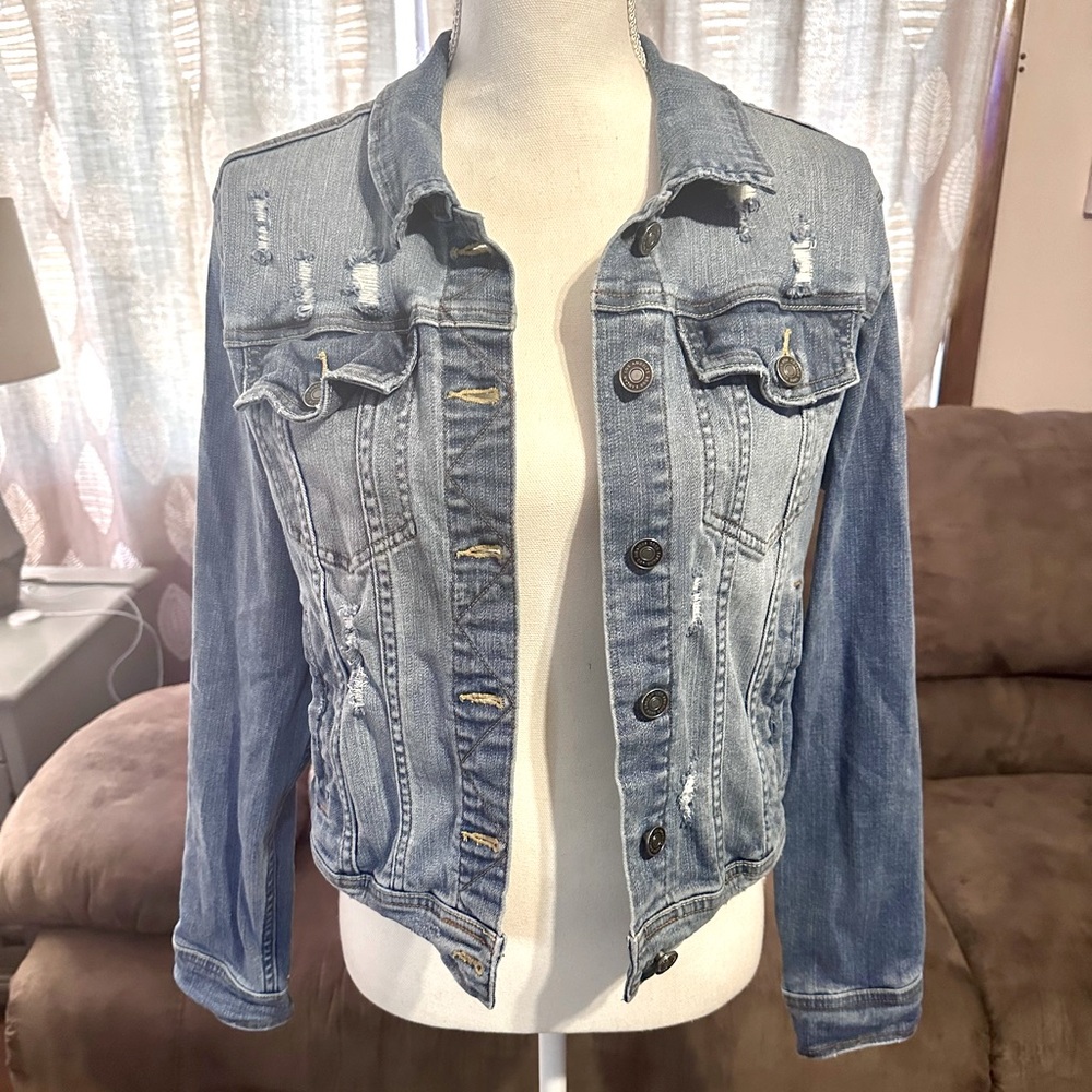 KanCan Distressed Denim Jacket